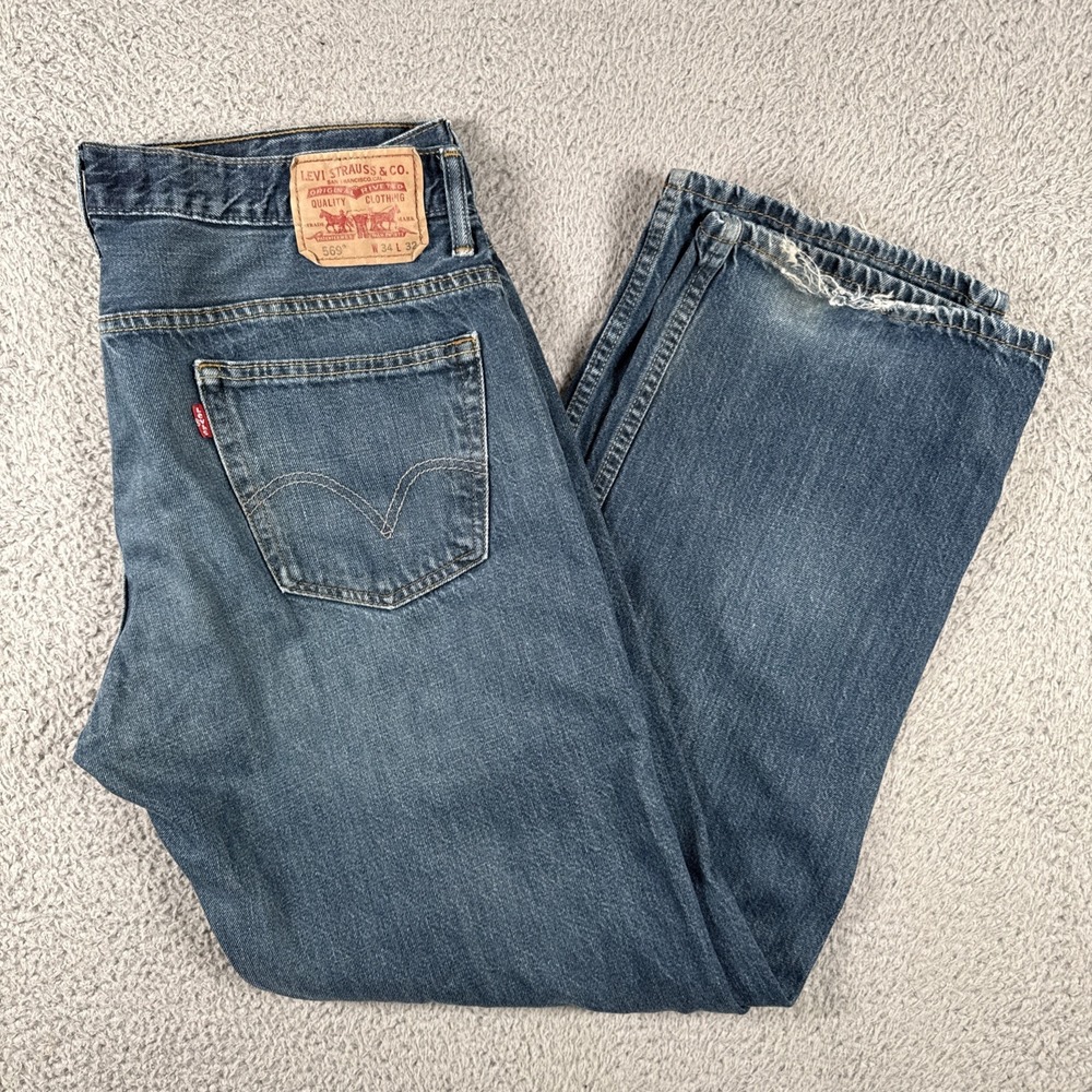 Vintage Levis 569 Jeans Mens 34x32 (36x32) Blue Medium Wash Y2K Loose Straight